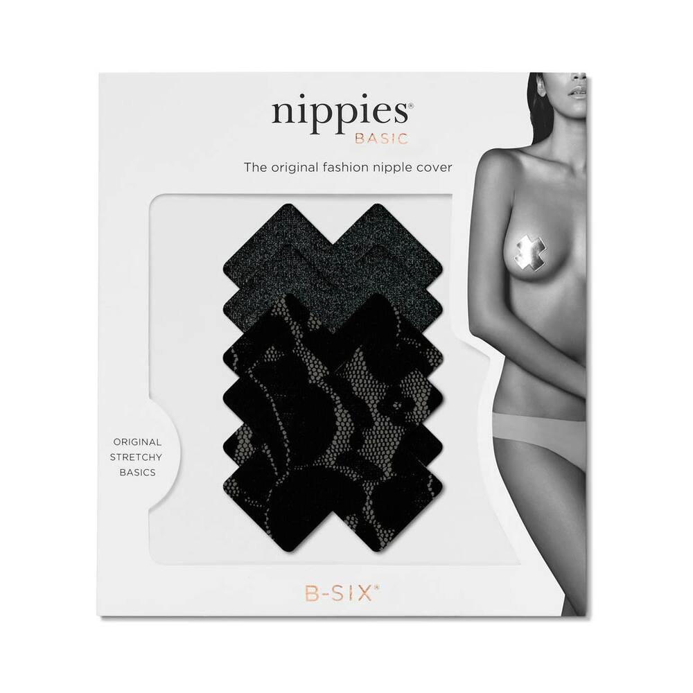 BRISTOLS 6 - NIPPIES BASIC BLACK CROSSES PASTIES SIZE C