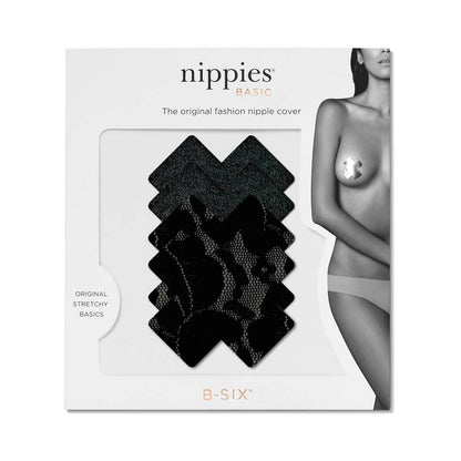 BRISTOLS 6 - NIPPIES BASIC BLACK CROSSES PASTIES SIZE C