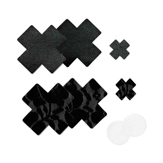 BRISTOLS 6 - NIPPIES BASIC BLACK CROSSES PASTIES SIZE C