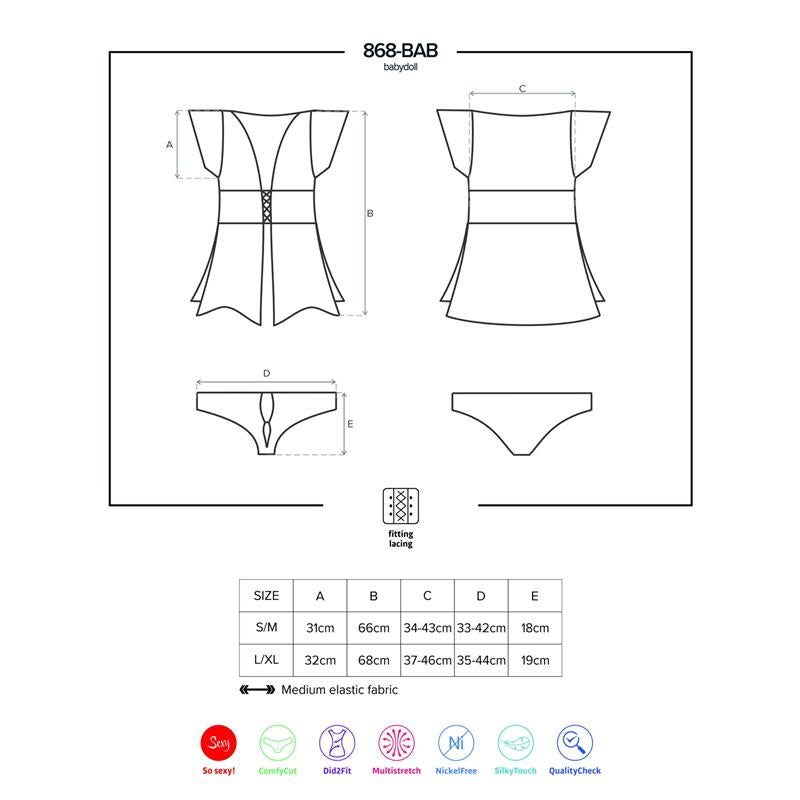 OBSESSIVE - 868-BAB-1 CONJUNTO DE BABYDOLL Y TANGA