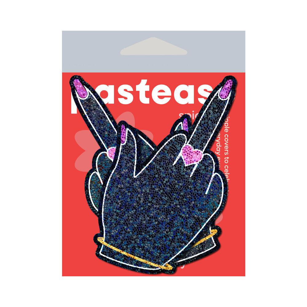 PASTEASE GLITTER FUCK YOU MIDDLE FINGER PASTIES