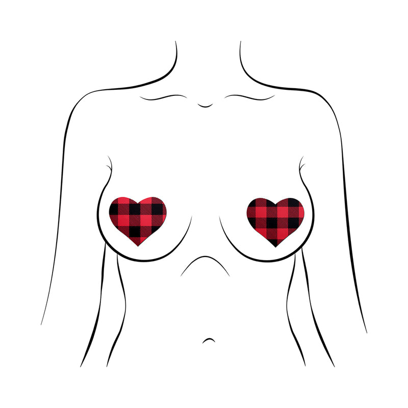 PASTEASE - CUBREPEZONES CORAZÓN A CUADROS DE BÚFALO ROJO