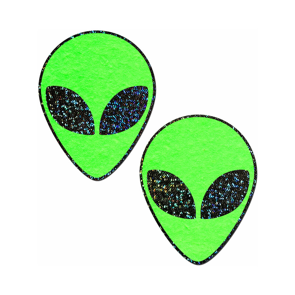 PASTEASE GLOW-IN-THE-DARK GLITTER ALIEN PASTIES GREEN