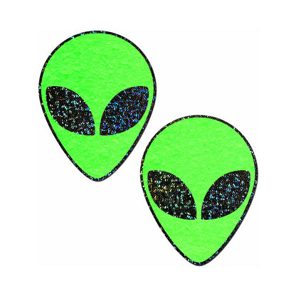 PASTEASE GLOW-IN-THE-DARK GLITTER ALIEN PASTIES GREEN