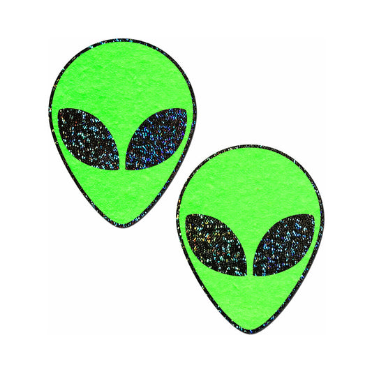 PASTEASE GLOW-IN-THE-DARK GLITTER ALIEN PASTIES GREEN