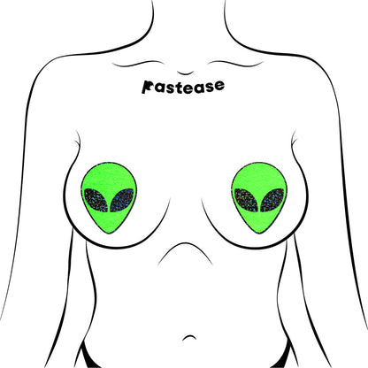 PASTEASE GLOW-IN-THE-DARK GLITTER ALIEN PASTIES GREEN