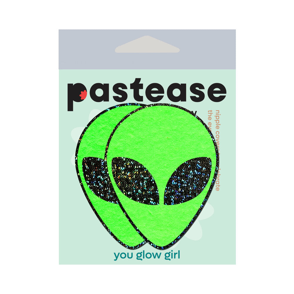PASTEASE GLOW-IN-THE-DARK GLITTER ALIEN PASTIES GREEN