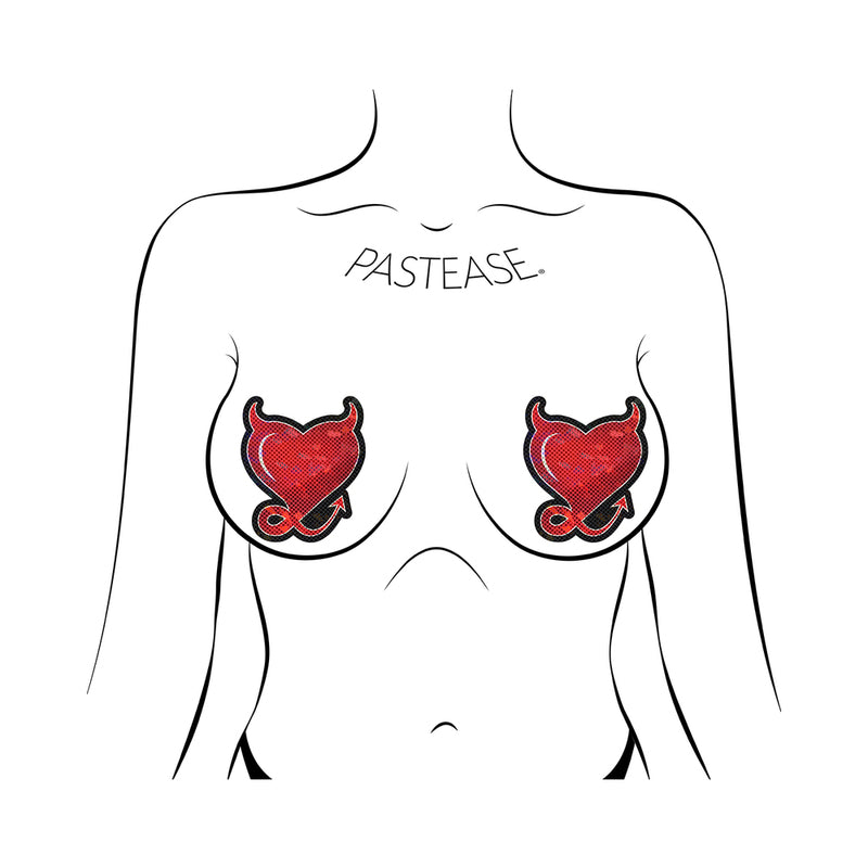 PASTEASE - GLITTER DEVIL HEART PASTIES RED