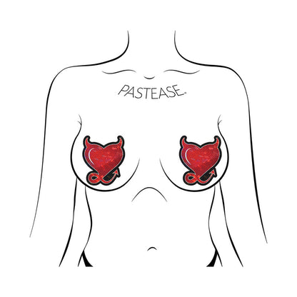 PASTEASE - GLITTER DEVIL HEART PASTIES RED
