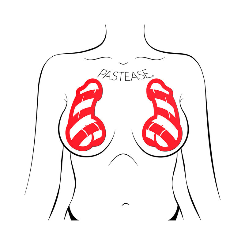 PASTEASE - CANDY CANE PENIS PASTIES RED/WHITE