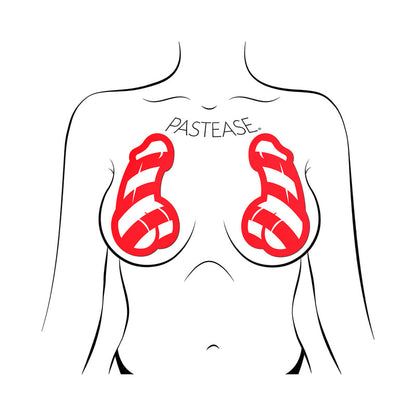 PASTEASE - CANDY CANE PENIS PASTIES RED/WHITE