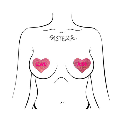 PASTEASE - GLITTER ''EAT ASS'' HEART PASTIES PINK