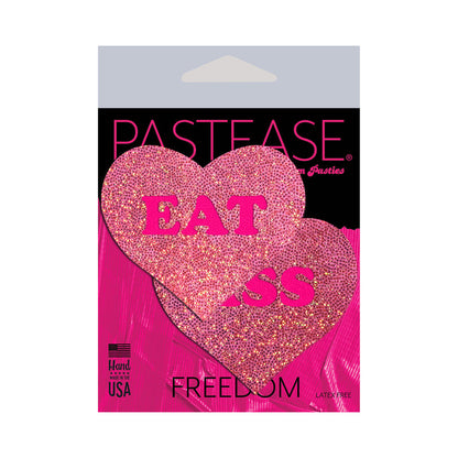 PASTEASE - GLITTER ''EAT ASS'' HEART PASTIES PINK