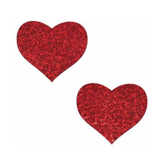 PASTEASE GLITTER HEART PASTIES RED