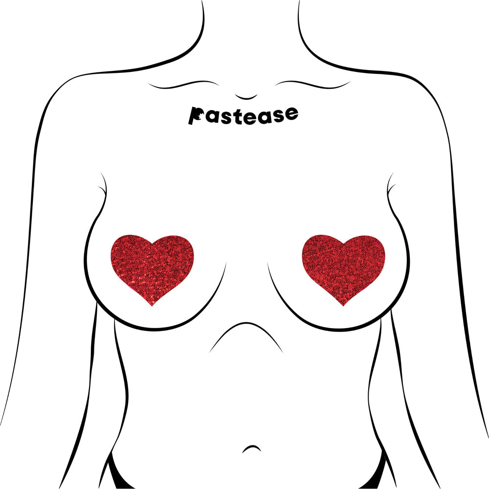 PASTEASE GLITTER HEART PASTIES RED