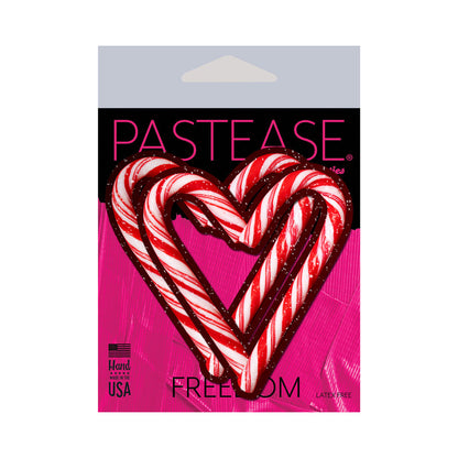 PASTEASE - PEEK-A-BOOB CANDY CANE HEART PASTIES RED/WHITE