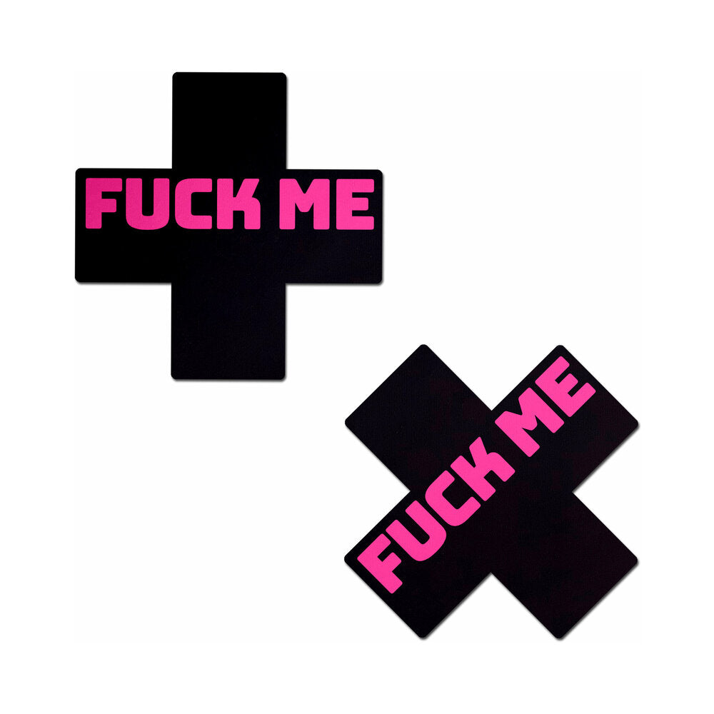 PASTEASE - FUCK ME CROSSES PASTIES BLACK/PINK