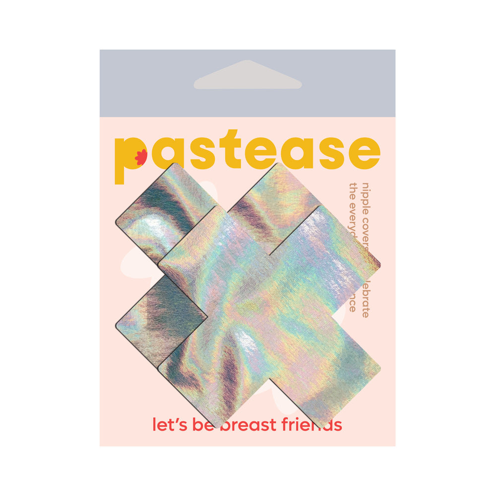 PASTEASE HOLOGRAPHIC CROSSES PASTIES SILVER