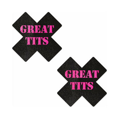 PASTEASE - ''GREAT TITS'' CROSSES PASTIES BLACK/PINK
