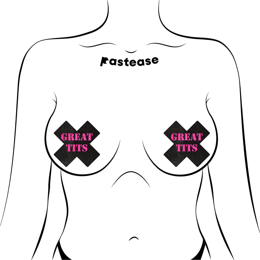 PASTEASE ''GREAT TITS'' CROSSES PASTIES BLACK/PINK