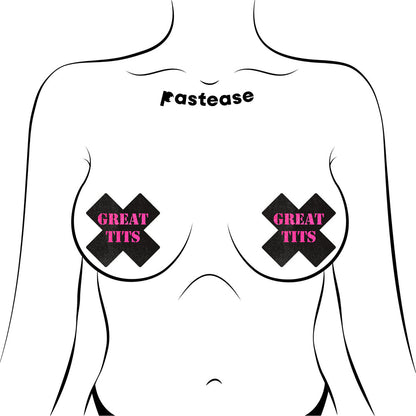 PASTEASE ''GREAT TITS'' CROSSES PASTIES BLACK/PINK