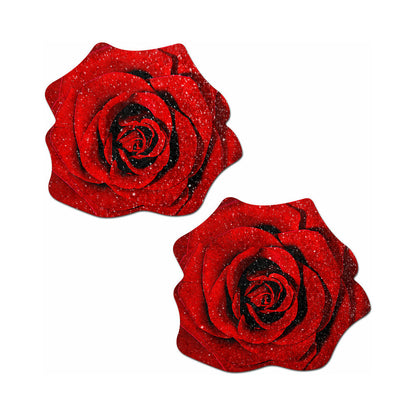 PASTEASE - GLITTER BLOOMING ROSE PASTIES RED