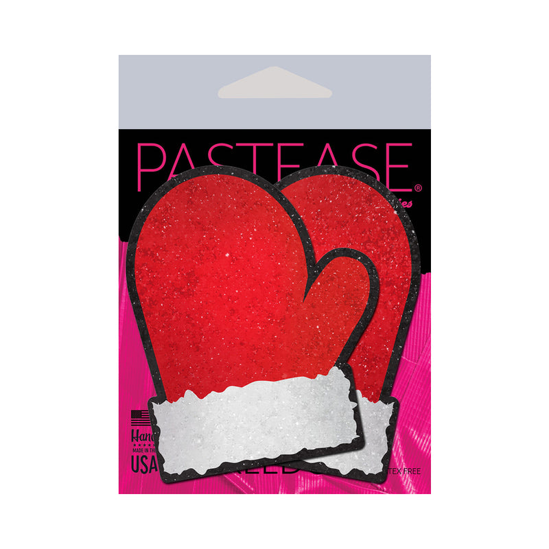 PASTEASE - GLITTER SANTA MITTENS PASTIES RED/WHITE