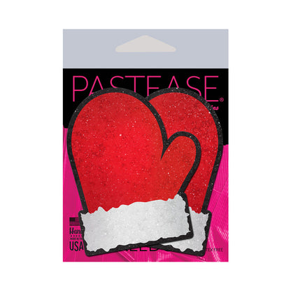 PASTEASE - GLITTER SANTA MITTENS PASTIES RED/WHITE