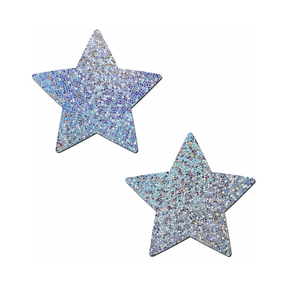 PASTEASE GLITTER STAR PASTIES SILVER