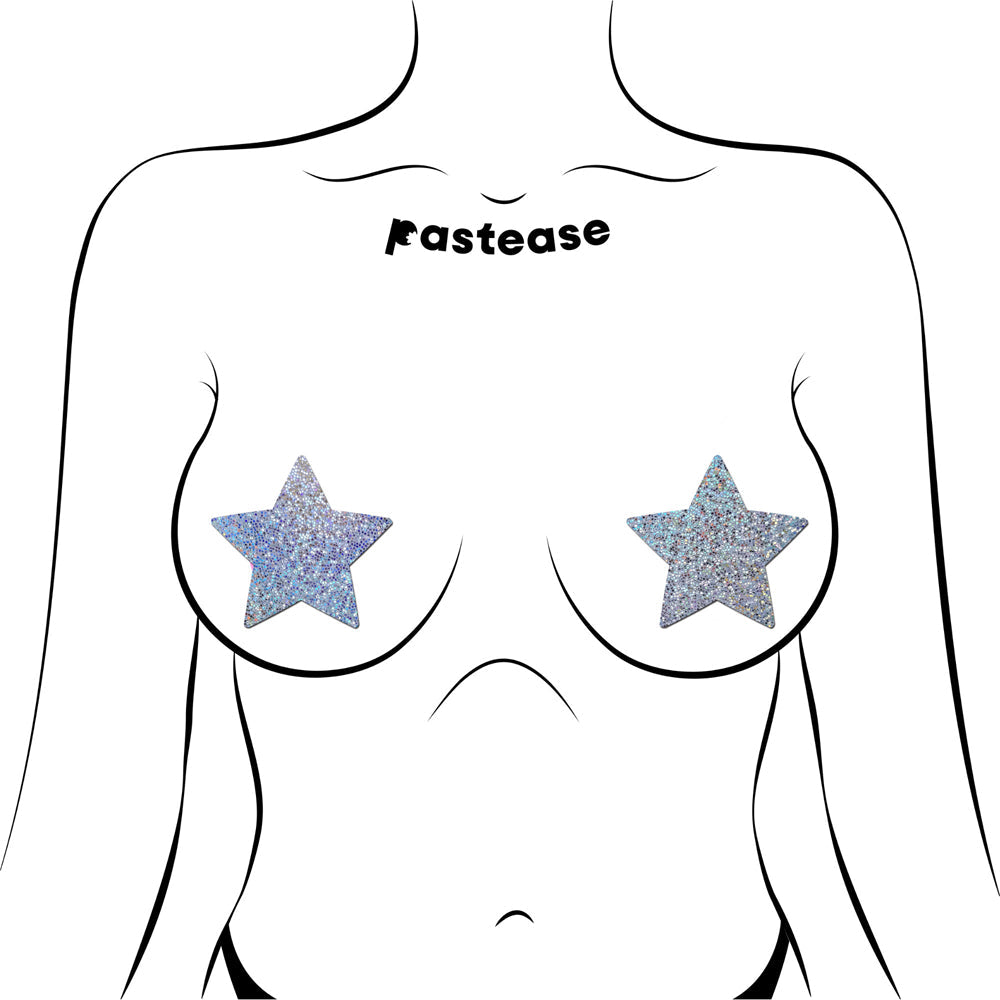 PASTEASE GLITTER STAR PASTIES SILVER