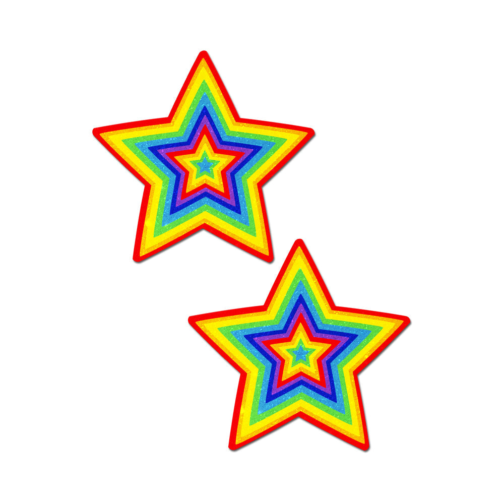PASTEASE GLITTER PUMPING STAR PASTIES RAINBOW