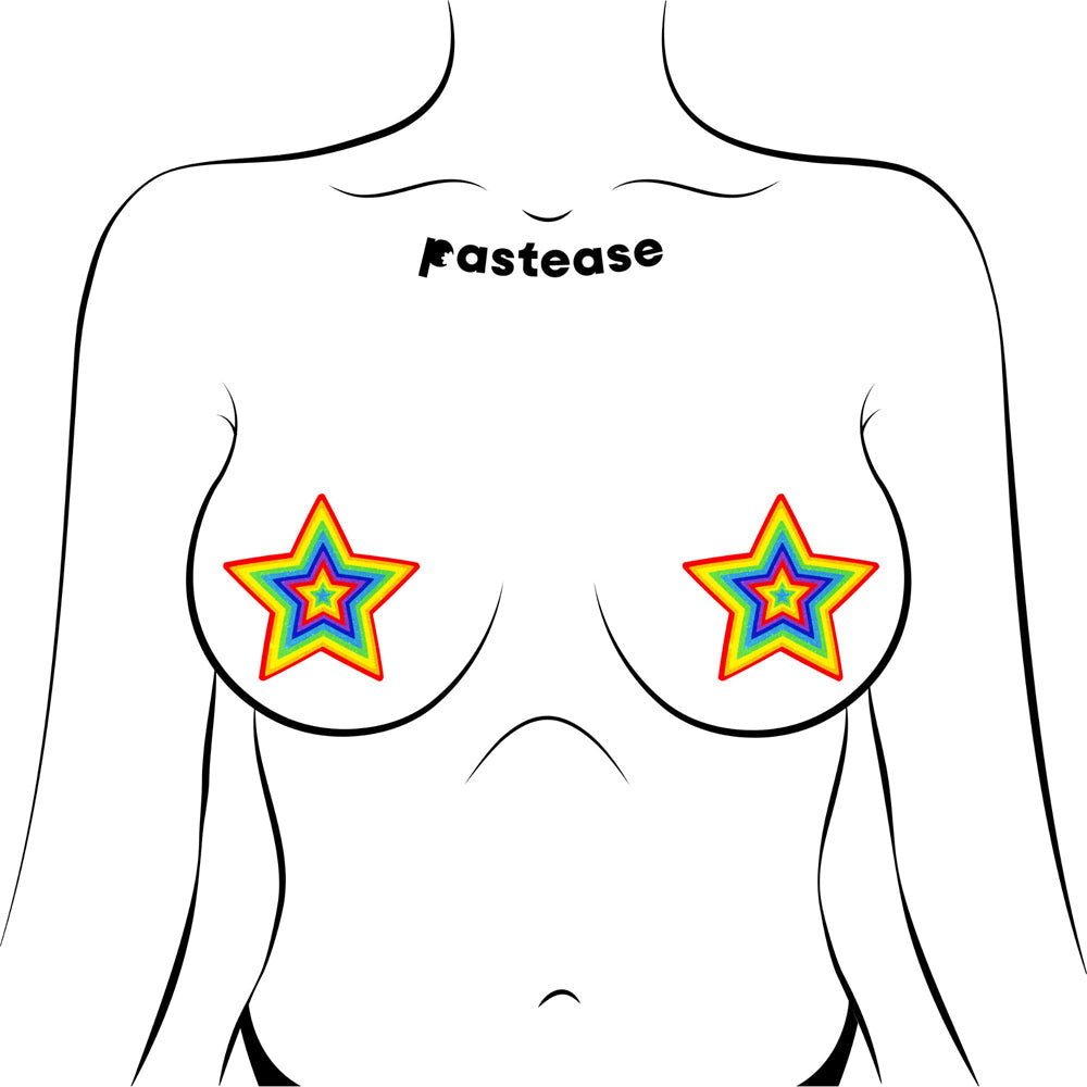 PASTEASE GLITTER PUMPING STAR PASTIES RAINBOW