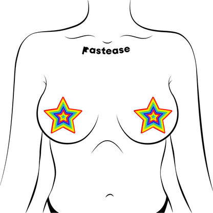 PASTEASE GLITTER PUMPING STAR PASTIES RAINBOW