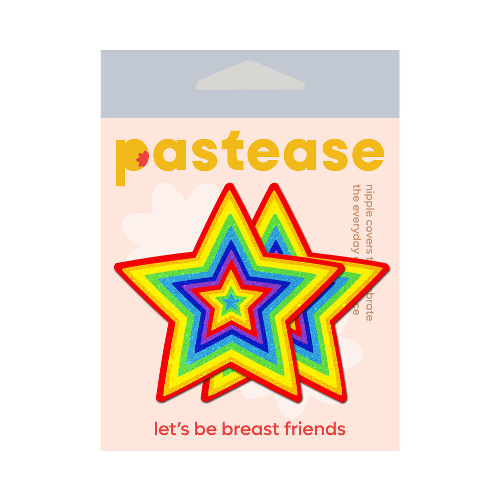 PASTEASE GLITTER PUMPING STAR PASTIES RAINBOW