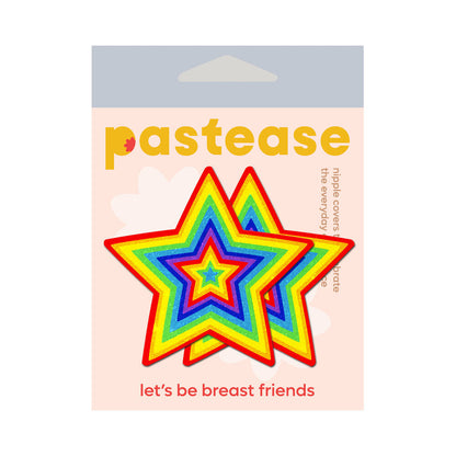 PASTEASE GLITTER PUMPING STAR PASTIES RAINBOW
