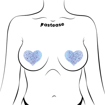 PASTEASE CRYSTAL SPARKLING HEART PASTIES SILVER