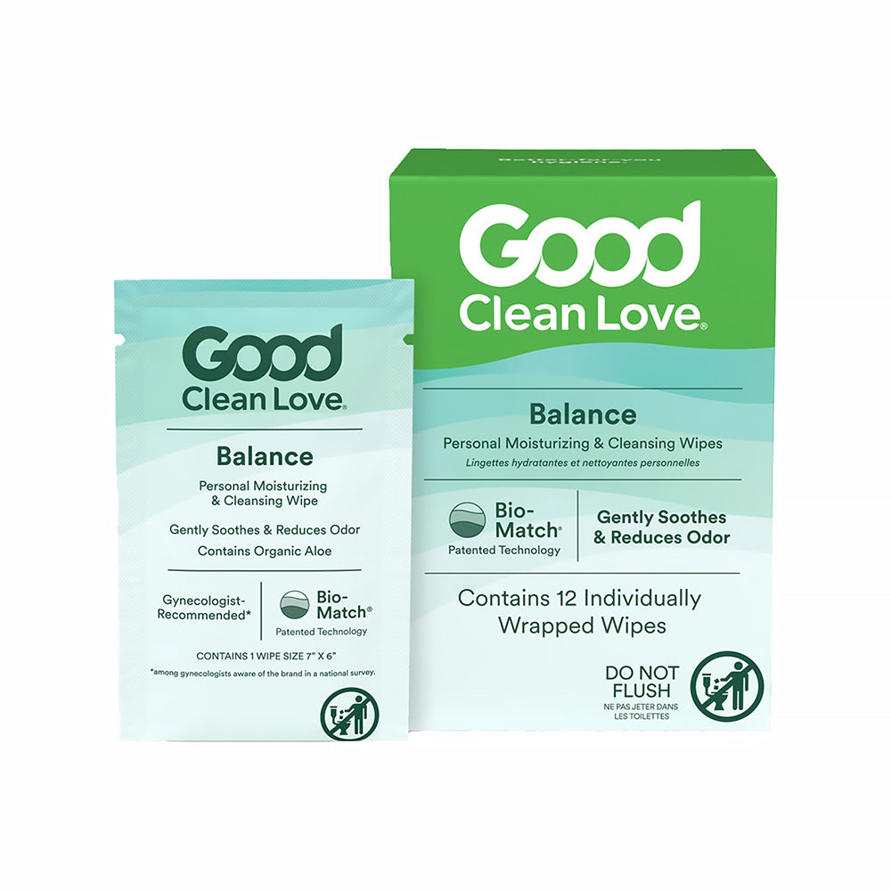 GOOD CLEAN LOVE BALANCE PERSONAL MOISTURIZING & CLEANSING WIPES 12-PACK
