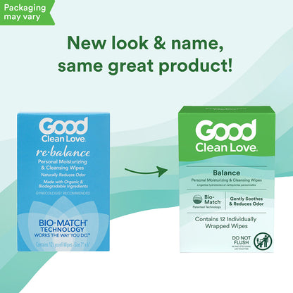 GOOD CLEAN LOVE BALANCE PERSONAL MOISTURIZING & CLEANSING WIPES 12-PACK