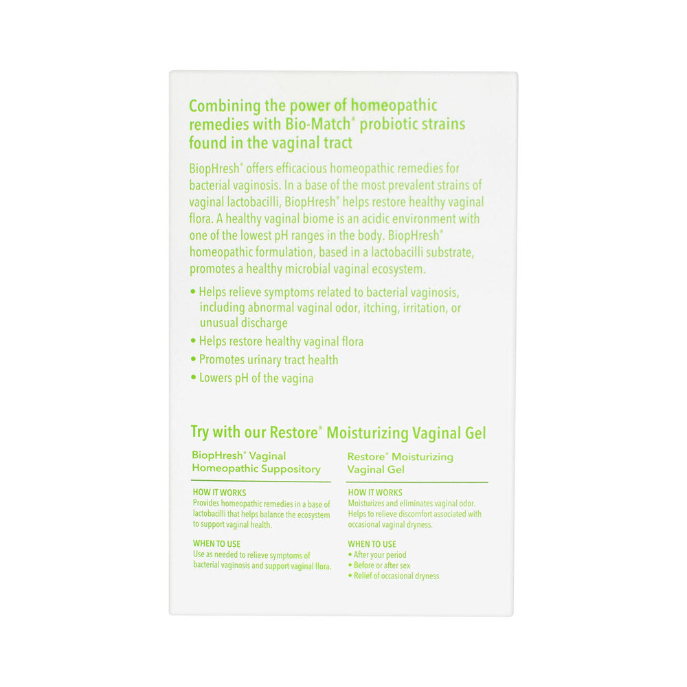 BIOPHRESH VAGINAL HOMEOPATHIC SUPPOSITORY 10-PACK