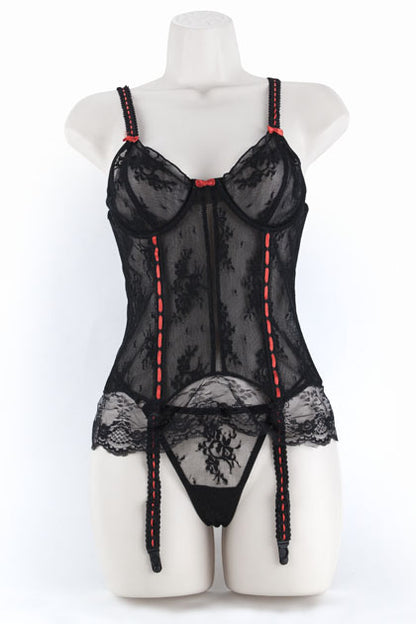EXPOSED - CORSET & G W/RIBBON BLACK