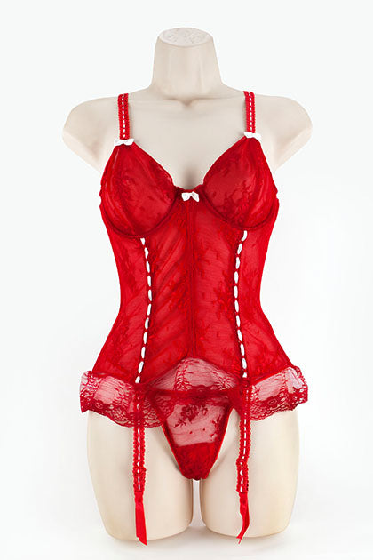 CORSET & G W/RIBBON RED
