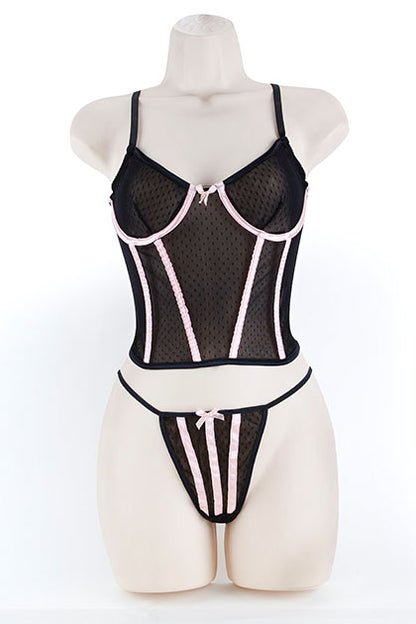 CORSET & G, DOT MESH BLACK