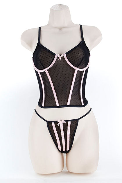 EXPOSED - CORSET & G, DOT MESH BLACK