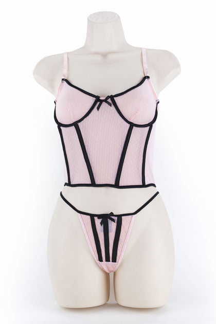 EXPOSED - CORSET & G, DOT MESH PINK