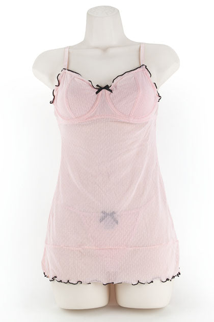 EXPOSED - CHEMISE & G, DOT MESH PINK