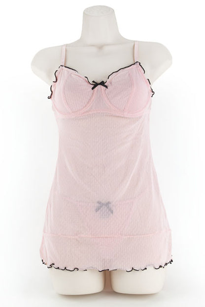 EXPOSED - CHEMISE & G, DOT MESH PINK
