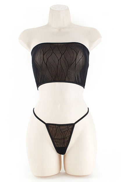 EXPOSED - TUBE TOP & G-WAVY LACE BLACK