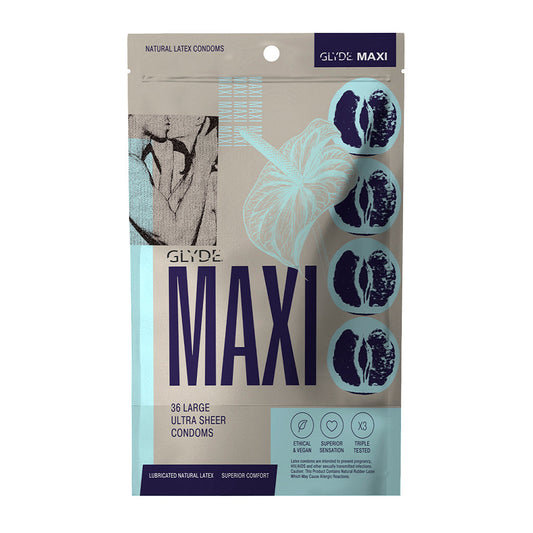 GLYDE CONDOMS - GLYDE MAXI LATEX CONDOMS 36-PACK