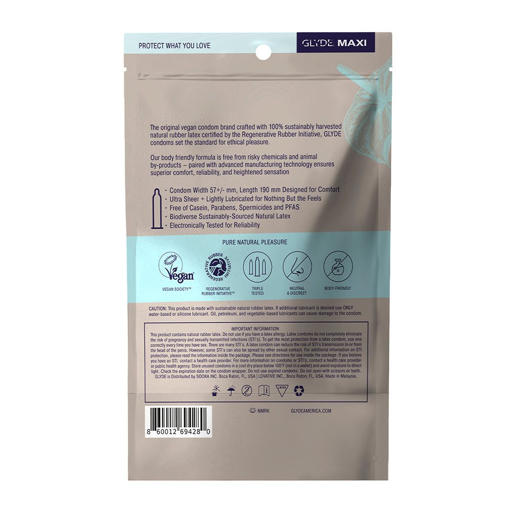 GLYDE CONDOMS - GLYDE MAXI LATEX CONDOMS 36-PACK