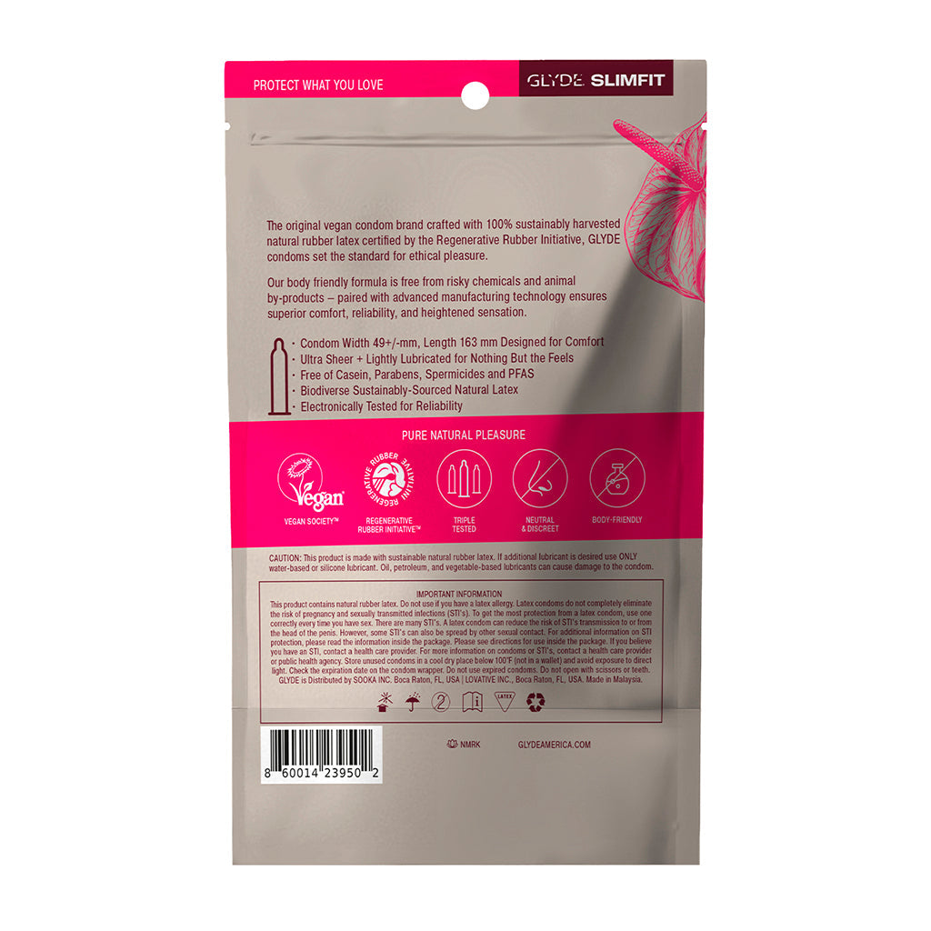 GLYDE CONDOMS - GLYDE SLIMFIT LATEX CONDOMS 36-PACK
